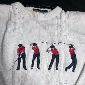 Vintage Golden Bear Jack Nicklaus Golf Cable Knit Crewneck Sweater